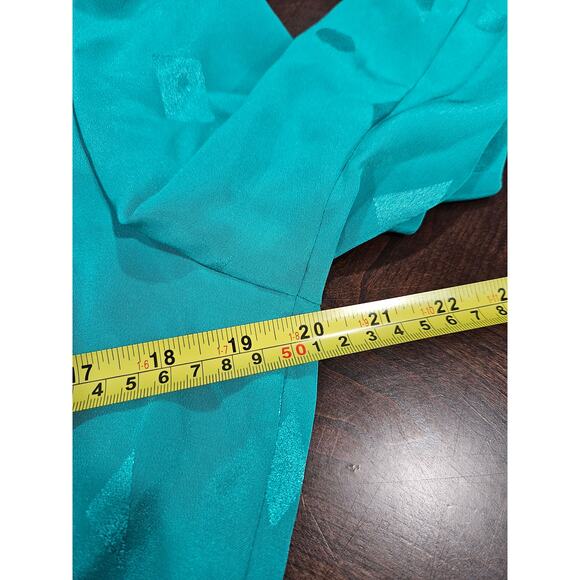 Vintage 90's Giovanni Petites Turquoise Pleated Peplum Blouse Top Size 10 10P - Picture 3 of 6